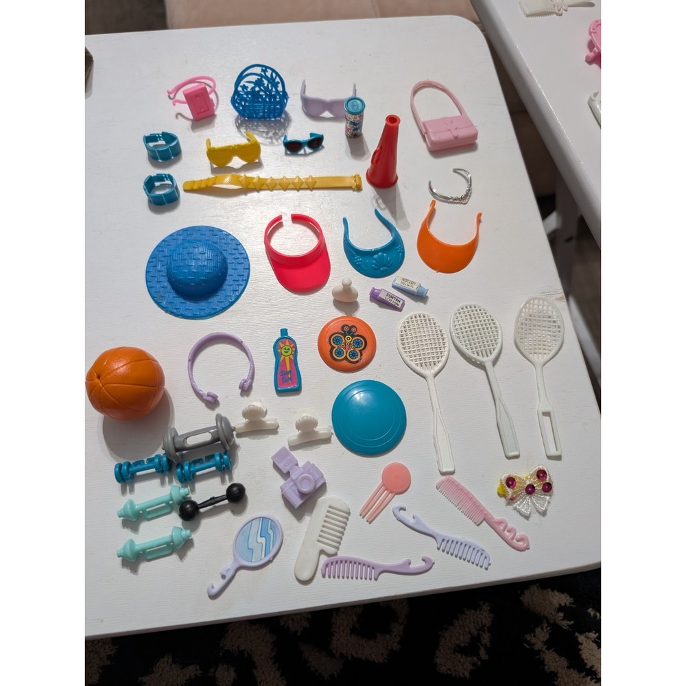 Barbie Doll Accessories Mixed Lot Visor Tennis Weights Basketball Sunglasses